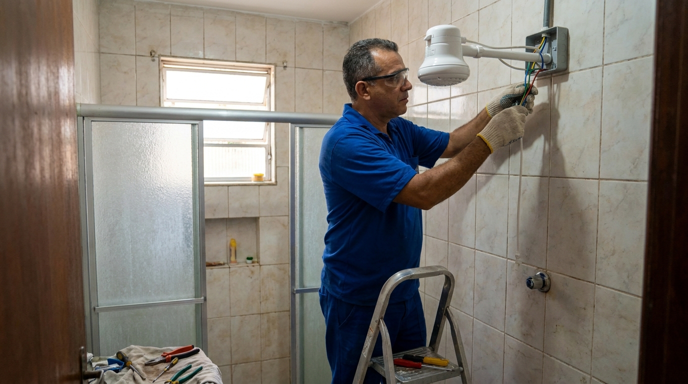 Substituição de Chuveiro Antigo em Ribeirão Preto‑SP